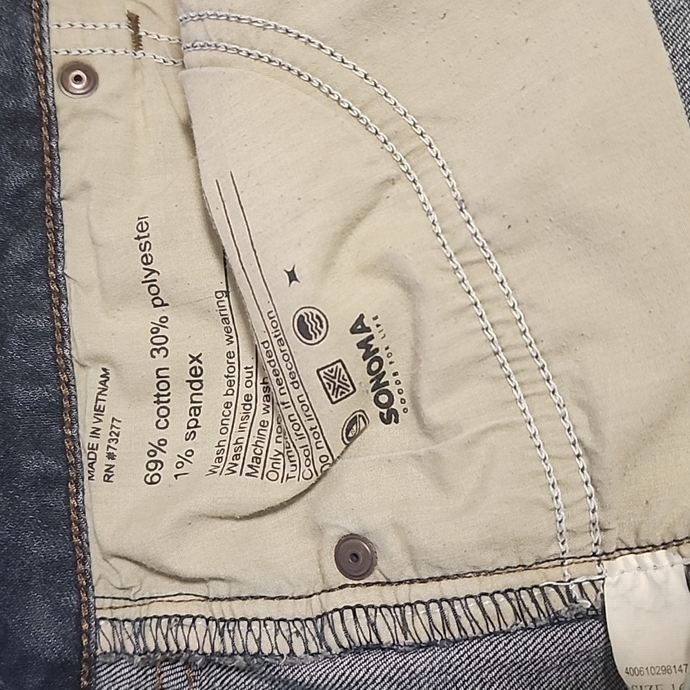 SONOMA Straight Leg Jeans Plus Size 16 Slim Dark Wash Stretch Distressed Denim - Picture 6 of 8